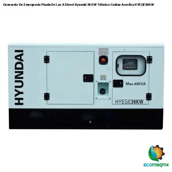 Generador De Emergencia Planta De Luz A Diesel Hyundai 36 KW