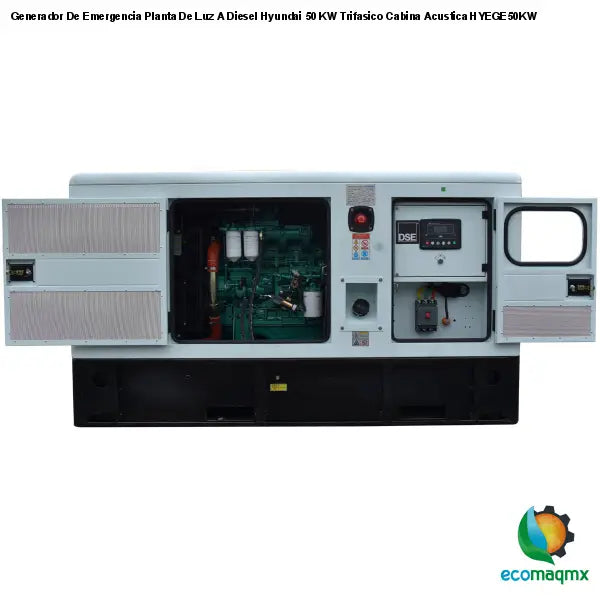 Generador De Emergencia Planta De Luz A Diesel Hyundai 50 KW Trifasico Cabina Acustica HYEGE50KW