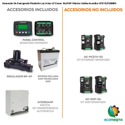 Generador De Emergencia Planta De Luz A Gas LP Evans 10.4 KW