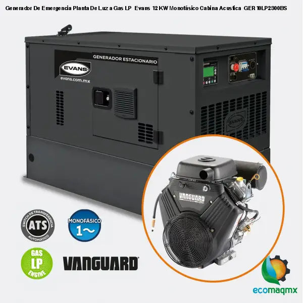 Generador De Emergencia Planta De Luz a Gas LP Evans 12 KW