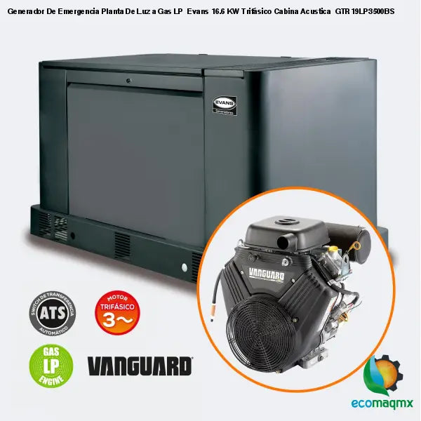 Generador De Emergencia Planta De Luz a Gas LP Evans 16.6 KW