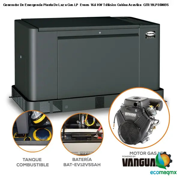 Generador De Emergencia Planta De Luz a Gas LP Evans 16.6 KW