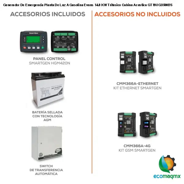 Generador De Emergencia Planta De Luz A Gasolina Evans 14.8