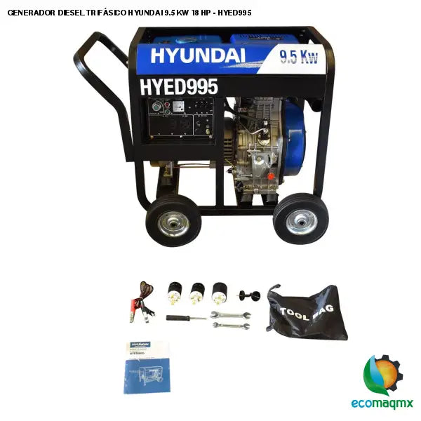 GENERADOR DIESEL TRIFÁSICO HYUNDAI 9.5 KW 18 HP - HYED995