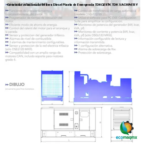 Generador estacionario 80 kw a Diesel Planta de Emergencia TDKGE97K TDK MACHINERY