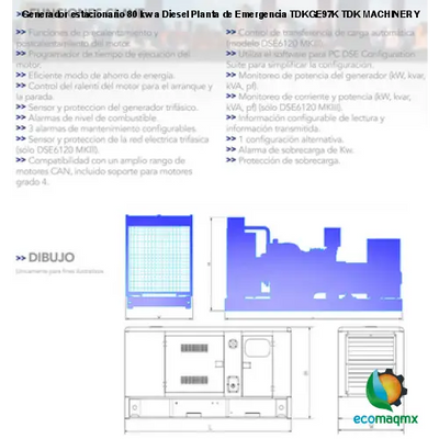 Generador estacionario 80 kw a Diesel Planta de Emergencia TDKGE97K TDK MACHINERY