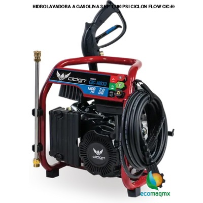 HIDROLAVADORA A GASOLINA 3 HP 1,800 PSI CICLON FLOW CIC-HG33