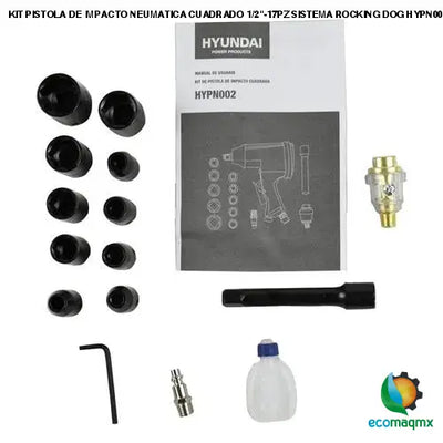 KIT PISTOLA DE IMPACTO NEUMATICA CUADRADO 1/2-17PZ SISTEMA