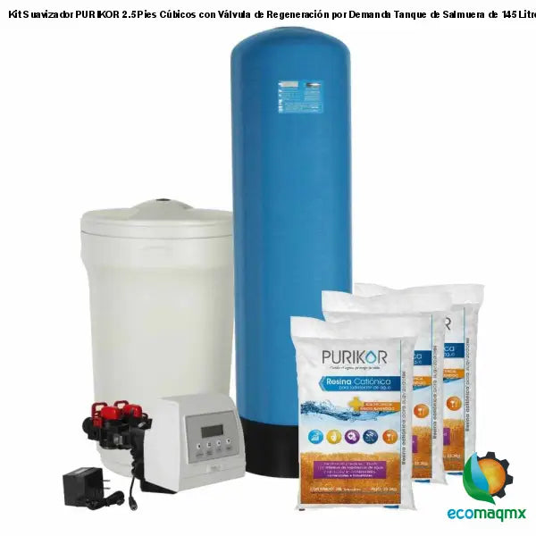 Kit Suavizador PURIKOR 2.5 Pies Cúbicos con Válvula de