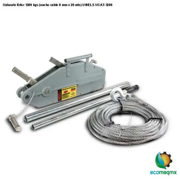 Malacate tirfor 1200 kgs (ancho cable 8 mm x 20 mts) MIKELS