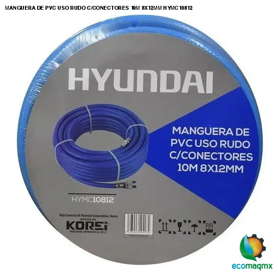 MANGUERA DE PVC USO RUDO C/CONECTORES 10M 8X12MM HYMC10812