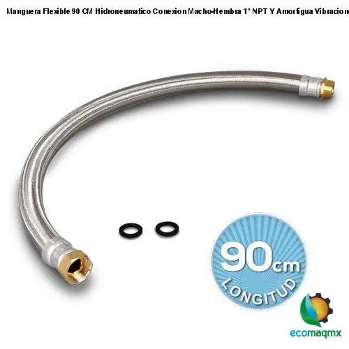 Manguera Flexible Blindada De 1 Pulgada, 80 Cm, Con Codo De 90° - Galvanizada, Ideal Para Instalaciones