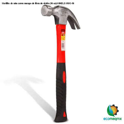 Martillo de uña curva mango de fibra de vidrio (16 oz)