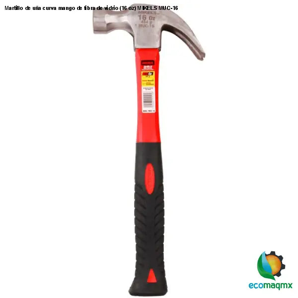 Martillo de uña curva mango de fibra de vidrio (16 oz)