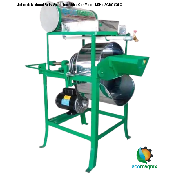 Molino de Nixtamal Baby Acero Inoxidable Con Motor 1.5 Hp AGROXOLO
