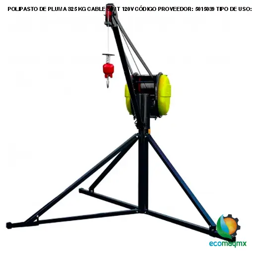 POLIPASTO DE PLUMA 325 KG CABLE 30MT 120V CÓDIGO PROVEEDOR: