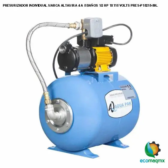 PRESURIZADOR INDIVIDUAL MARCA ALTAMIRA 4 A 5 BAÑOS 1/2 HP
