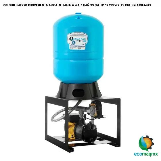 PRESURIZADOR INDIVIDUAL MARCA ALTAMIRA 4 A 5 BAÑOS 3/4 HP