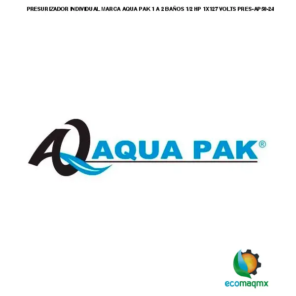 PRESURIZADOR INDIVIDUAL MARCA AQUA PAK 1 A 2 BAÑOS 1/2 HP