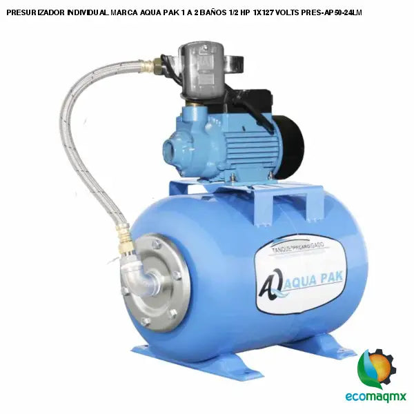 PRESURIZADOR INDIVIDUAL MARCA AQUA PAK 1 A 2 BAÑOS 1/2 HP