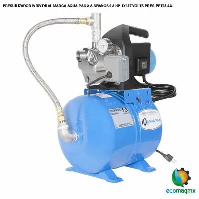 PRESURIZADOR INDIVIDUAL MARCA AQUA PAK 2 A 3 BAÑOS 0.8 HP