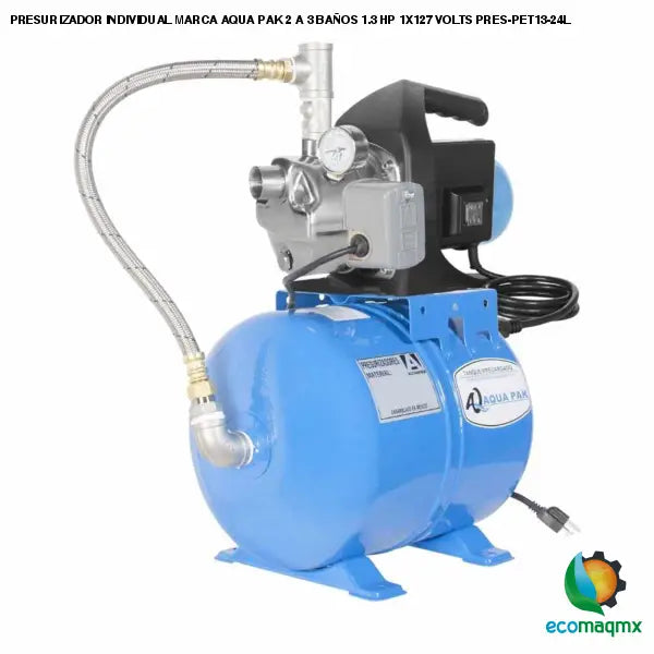 PRESURIZADOR INDIVIDUAL MARCA AQUA PAK 2 A 3 BAÑOS 1.3 HP