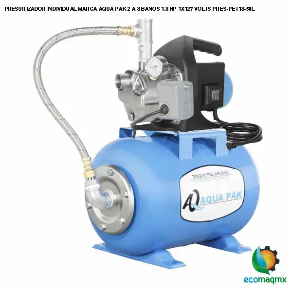 PRESURIZADOR INDIVIDUAL MARCA AQUA PAK 2 A 3 BAÑOS 1.3 HP