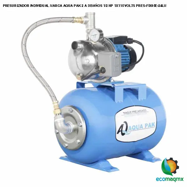 PRESURIZADOR INDIVIDUAL MARCA AQUA PAK 2 A 3 BAÑOS 1/2 HP