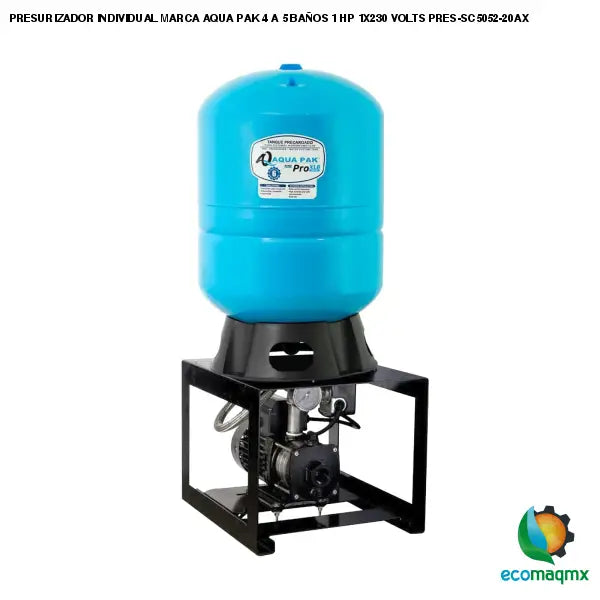 PRESURIZADOR INDIVIDUAL MARCA AQUA PAK 4 A 5 BAÑOS 1 HP