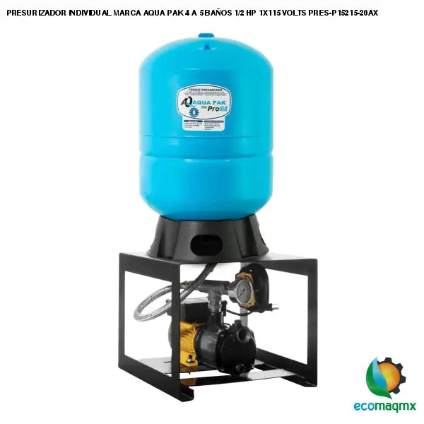 PRESURIZADOR INDIVIDUAL MARCA AQUA PAK 4 A 5 BAÑOS 1/2 HP