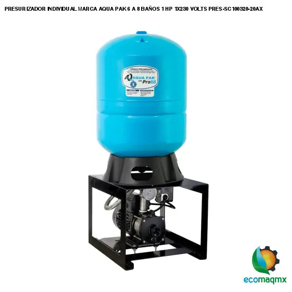PRESURIZADOR INDIVIDUAL MARCA AQUA PAK 6 A 8 BAÑOS 1 HP