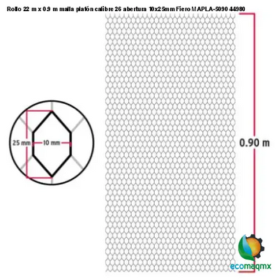 Rollo 22 m x 0.9 m malla plafón calibre 26 abertura 10x25mm