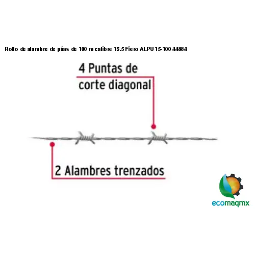 Rollo de alambre de púas de 100 m calibre 15.5 Fiero