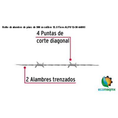 Rollo de alambre de púas de 300 m calibre 12.5 Fiero