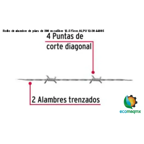 Rollo de alambre de púas de 300 m calibre 12.5 Fiero