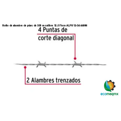 Rollo de alambre de púas de 350 m calibre 12.5 Fiero