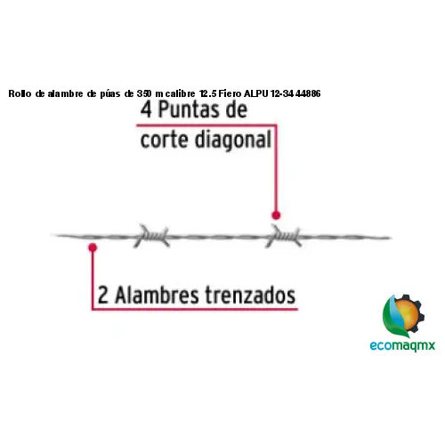 Rollo de alambre de púas de 350 m calibre 12.5 Fiero