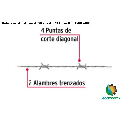 Rollo de alambre de púas de 360 m calibre 15.5 Fiero