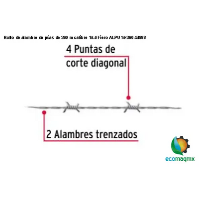 Rollo de alambre de púas de 360 m calibre 15.5 Fiero