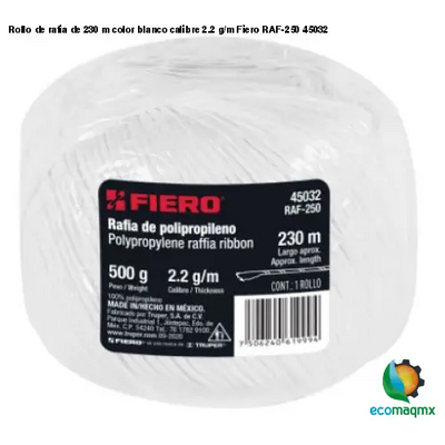 Rollo de rafia de 230 m color blanco calibre 2.2 g/m Fiero