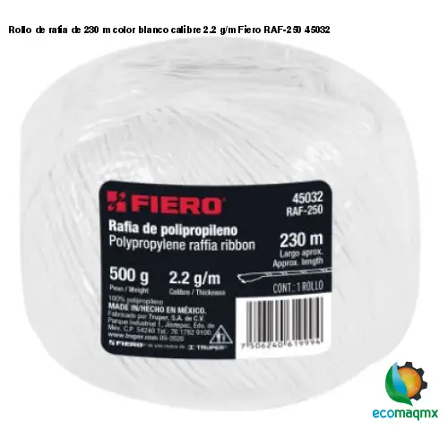 Rollo de rafia de 230 m color blanco calibre 2.2 g/m Fiero