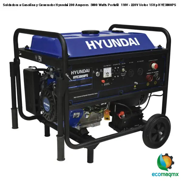 Soldadora a Gasolina y Generador Hyundai 200 Amperes 3800