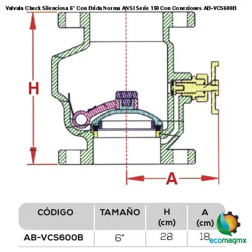 Valvula Check Silenciosa 6 Con Brida Norma ANSI Serie 150